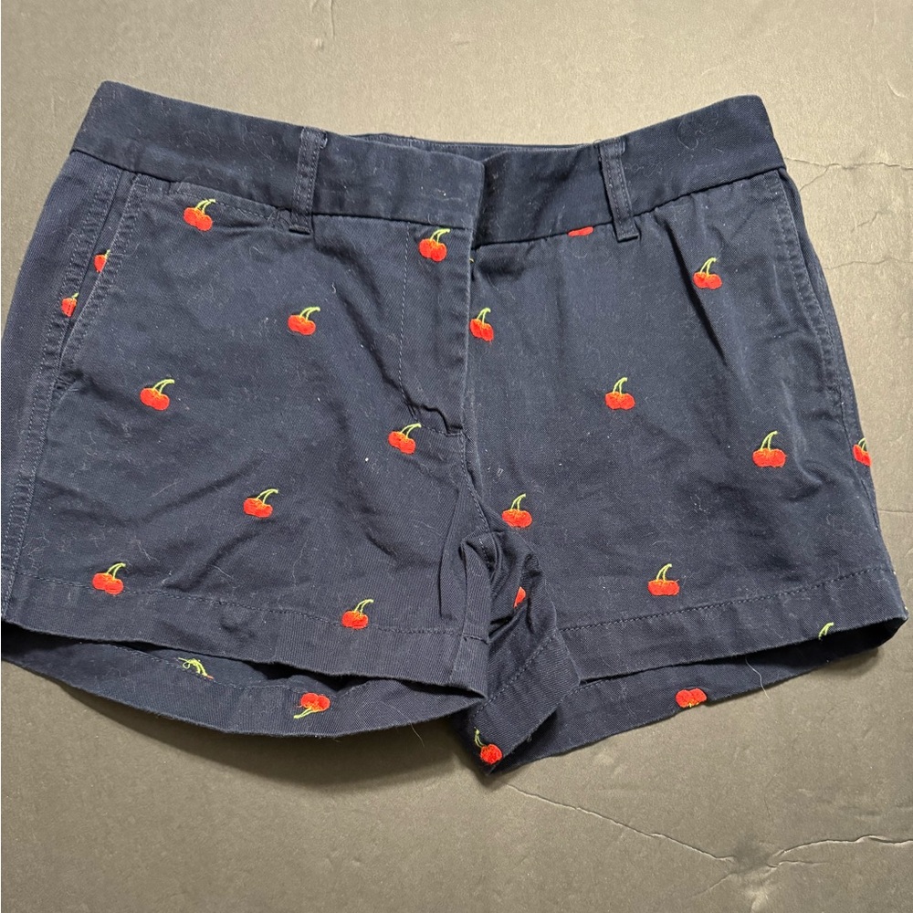 J. crew chino shorts. Cute cherry embroidery
